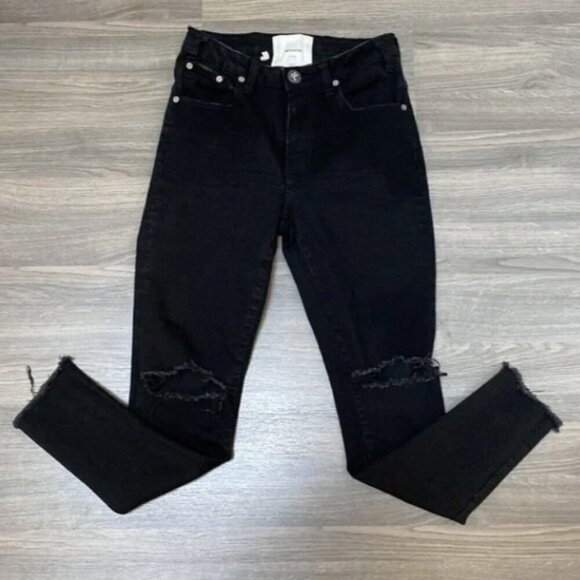ONE TEASPOON Freebirds Ii High Waist Stretch Black 2 knee-rips Fit Leg R 26 US4 - Picture 15 of 16